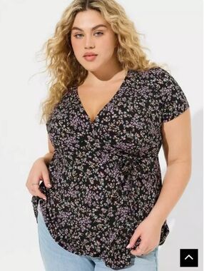 Torrid Floral Wrap Blouse